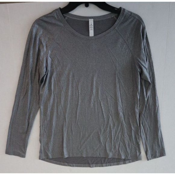 Lululemon Athletica Women's Size 6 Gray Metallic Long Sleeve Shirt - Picture 6 of 9